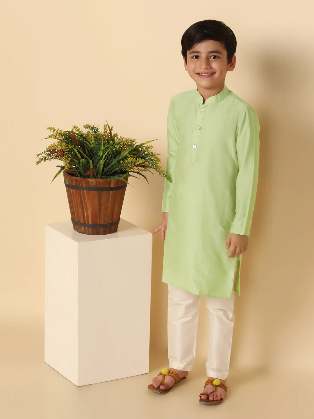 Boy's Light Green Kurta - Image 5