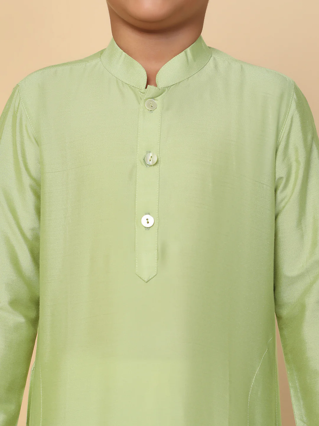 Boy's Light Green Kurta Pyjama Set - Image 4