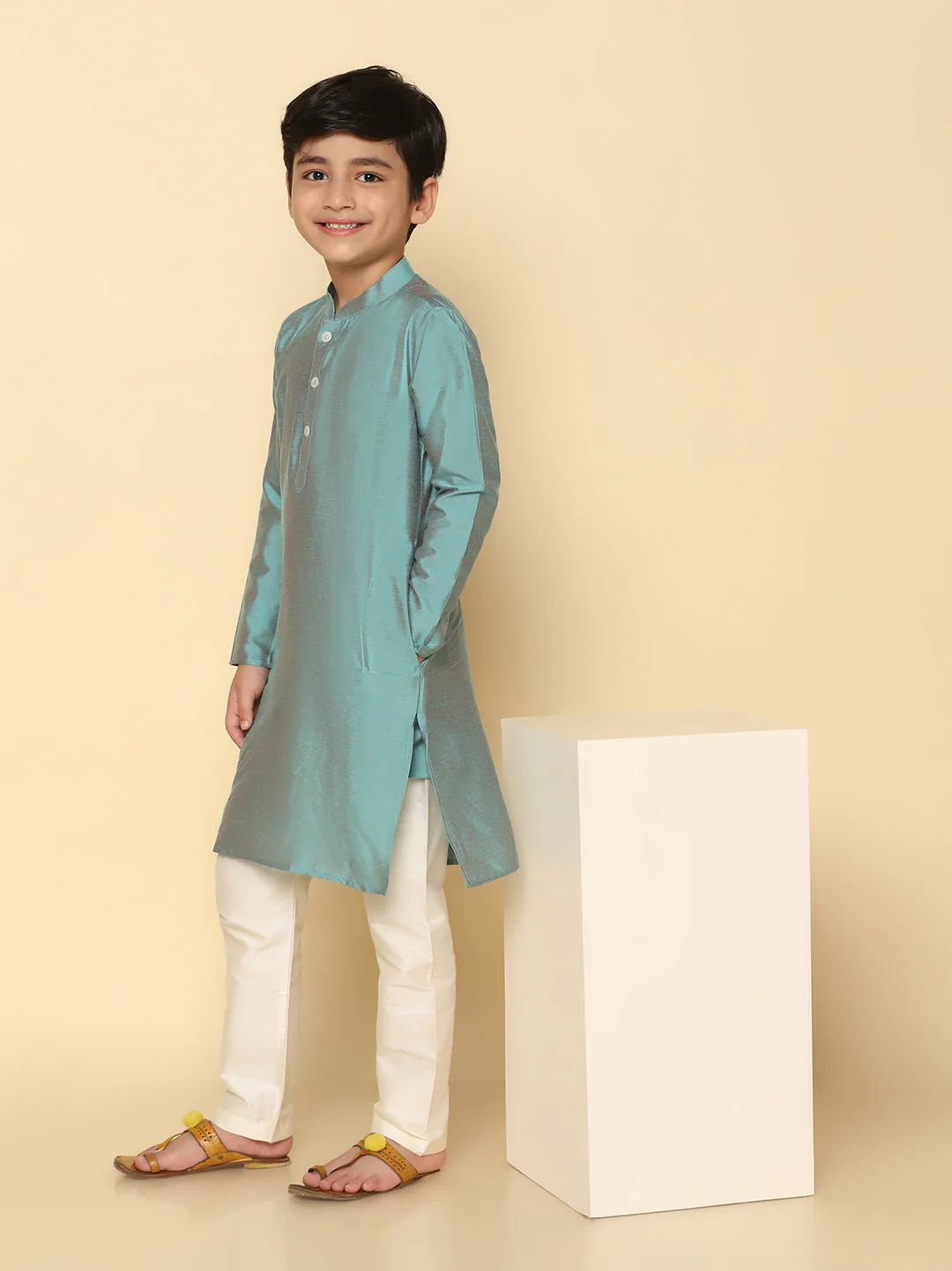 Boy's Green Kurta - Image 6