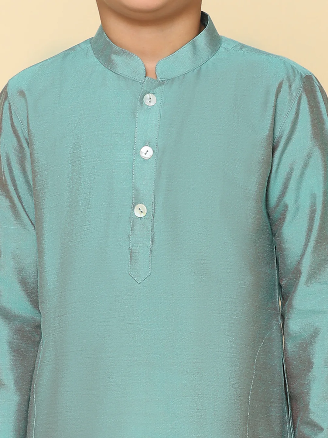 Boy's Green Kurta Pyjama Set - Image 5