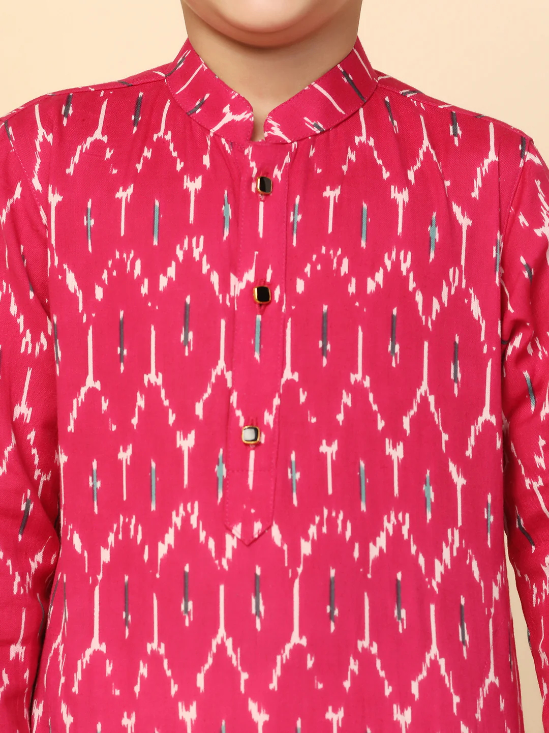 Boy's Hot Pink Kurta Pyjama Set - Image 5