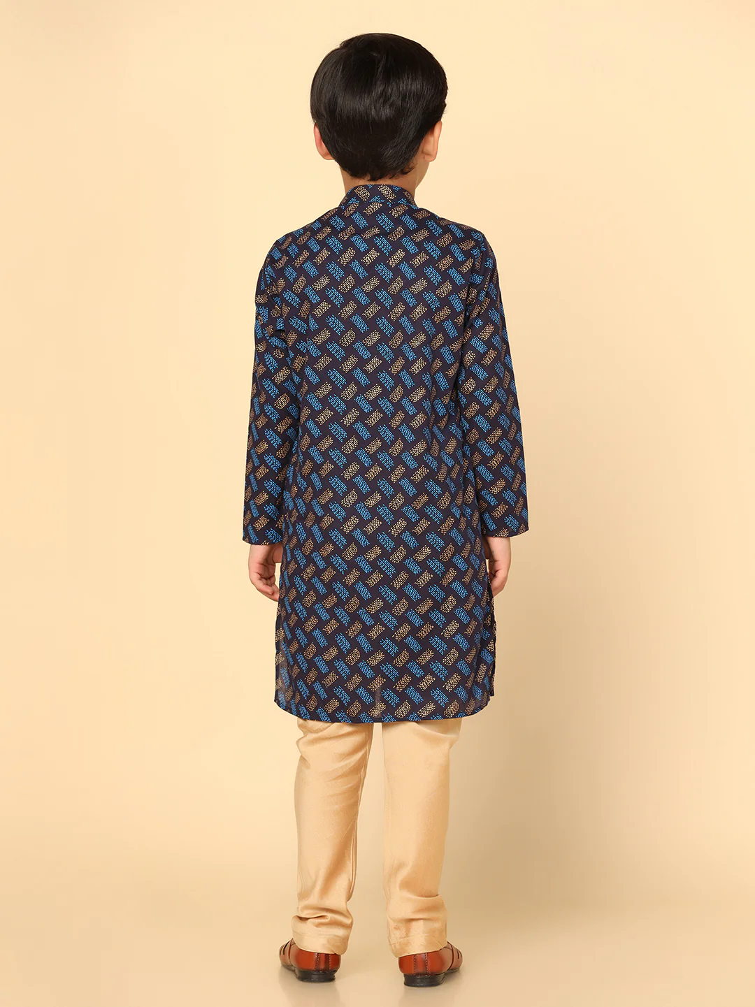 Boy's Blue Kurta Pyjama Set - Image 4