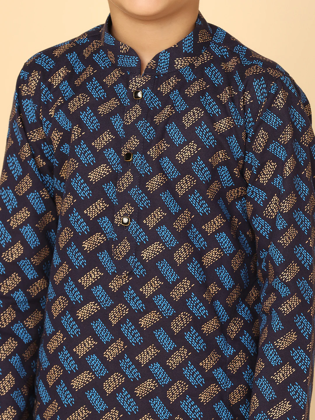 Boy's Blue Kurta Pyjama Set - Image 5