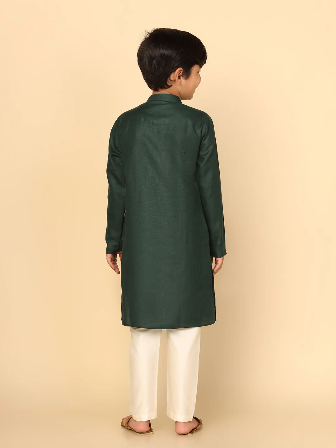 Boy's Green Kurta Pyjama Set - Image 4