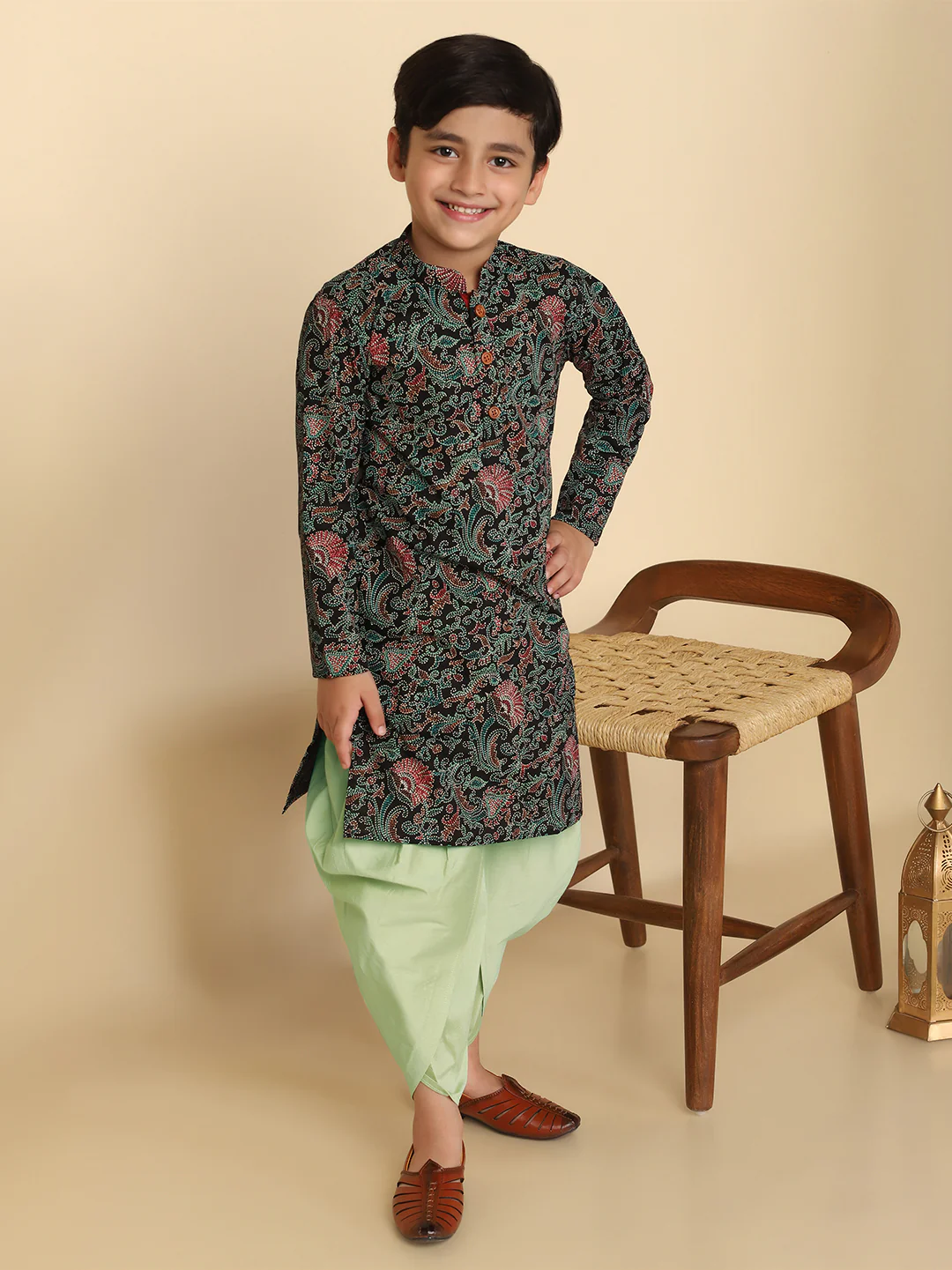 Boy's Black Kurta Dhoti Set - Image 6