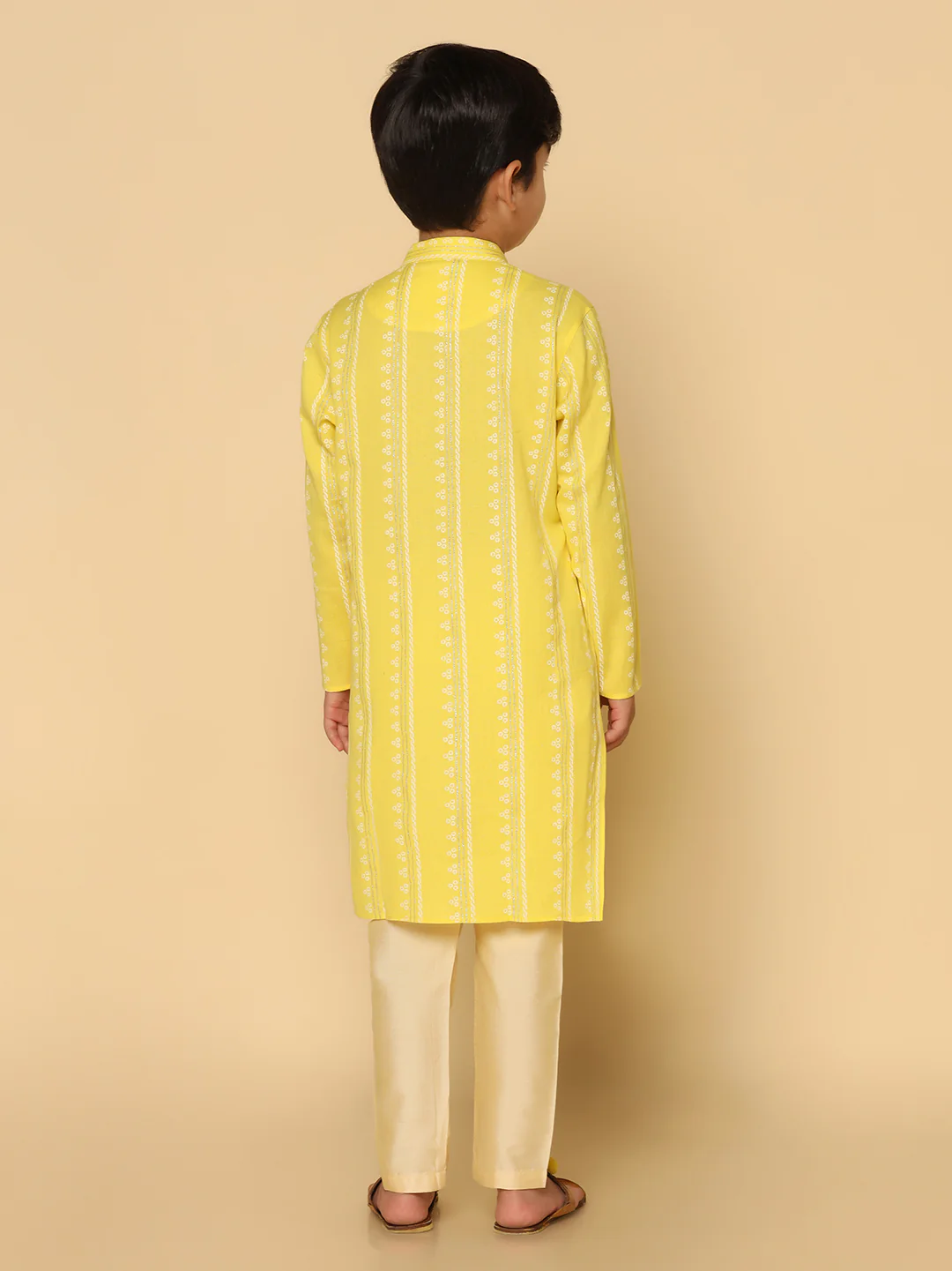 Boy's Yellow Kurta Pyjama Set - Image 4