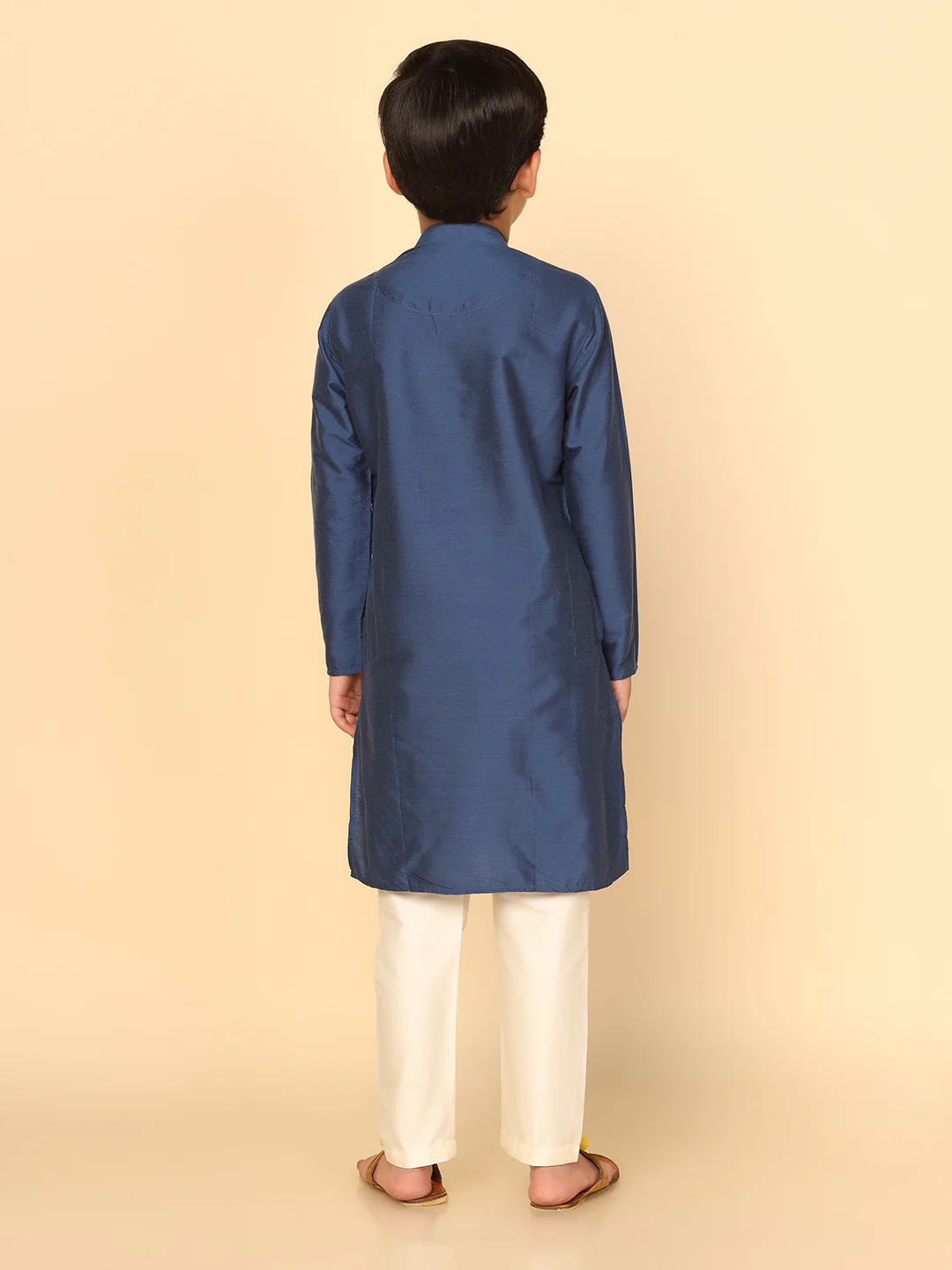 Boy's Blue Kurta Pyjama Set - Image 4