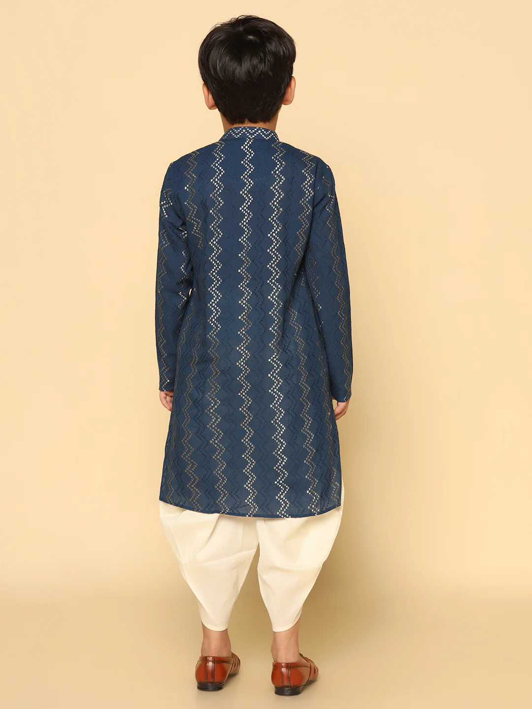 Boy's Blue Kurta Dhoti Set - Image 3