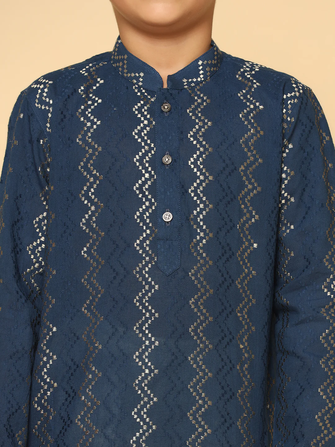 Boy's Blue Kurta Dhoti Set - Image 4