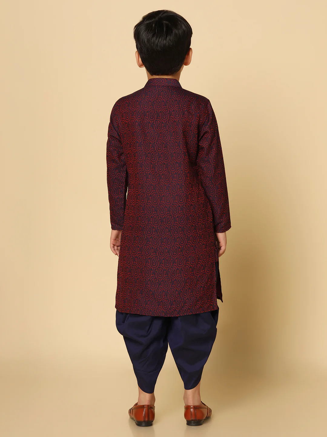 Boy's PurpleTextured Kurta - Image 4