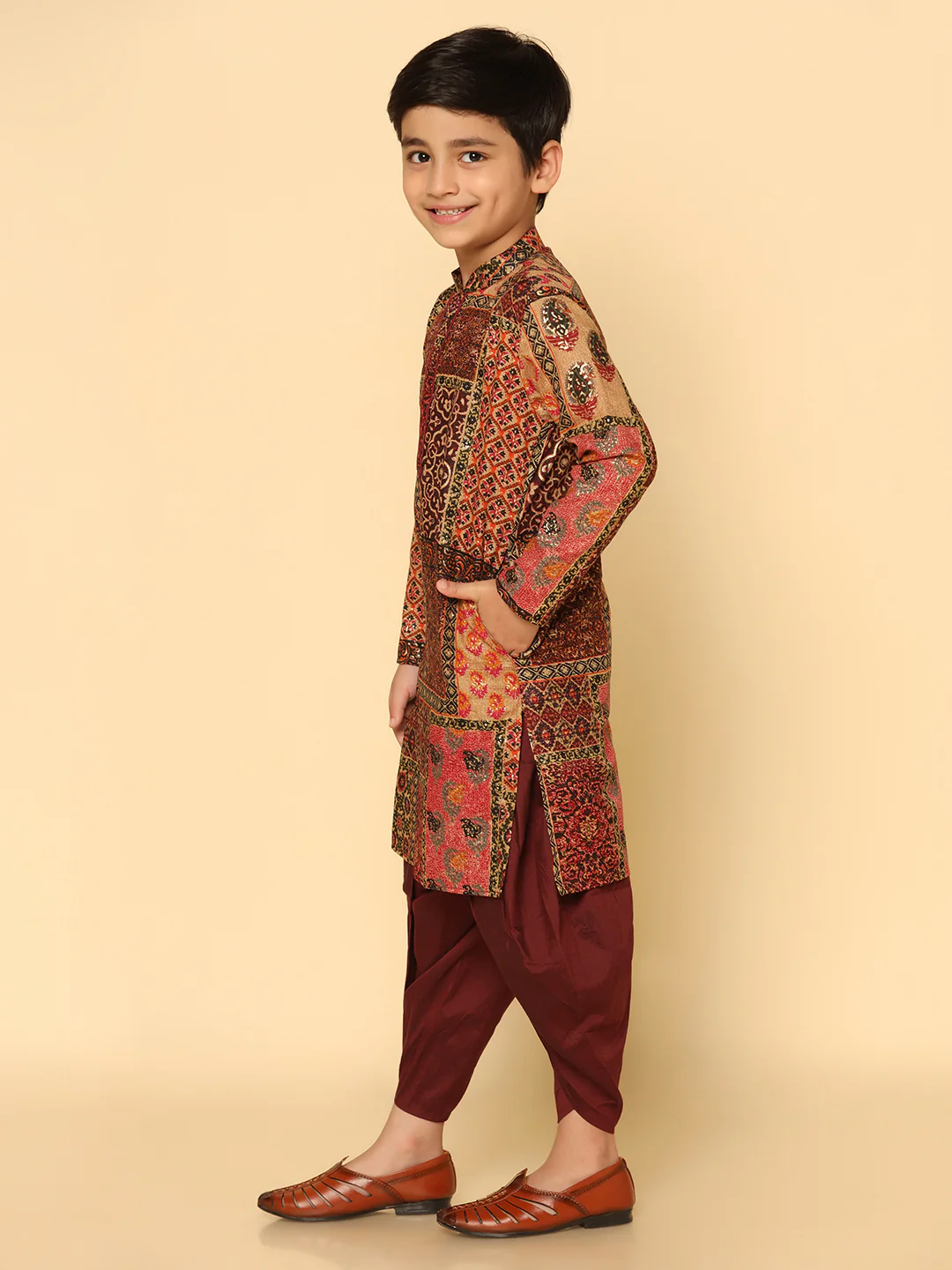 Boy's Multicolor  Kurta Dhoti Set - Image 2