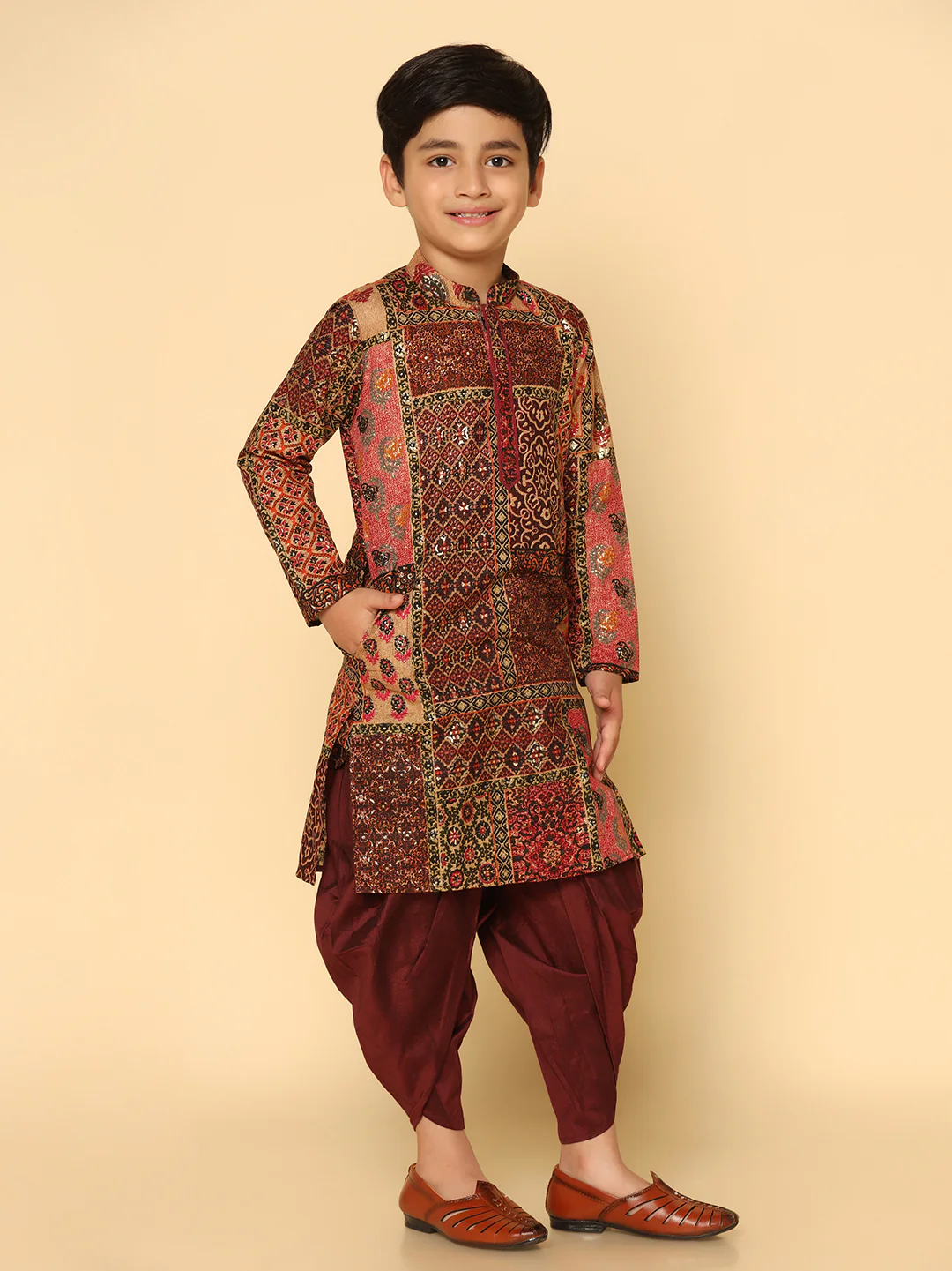 Boy's Multicolor  Kurta Dhoti Set - Image 3