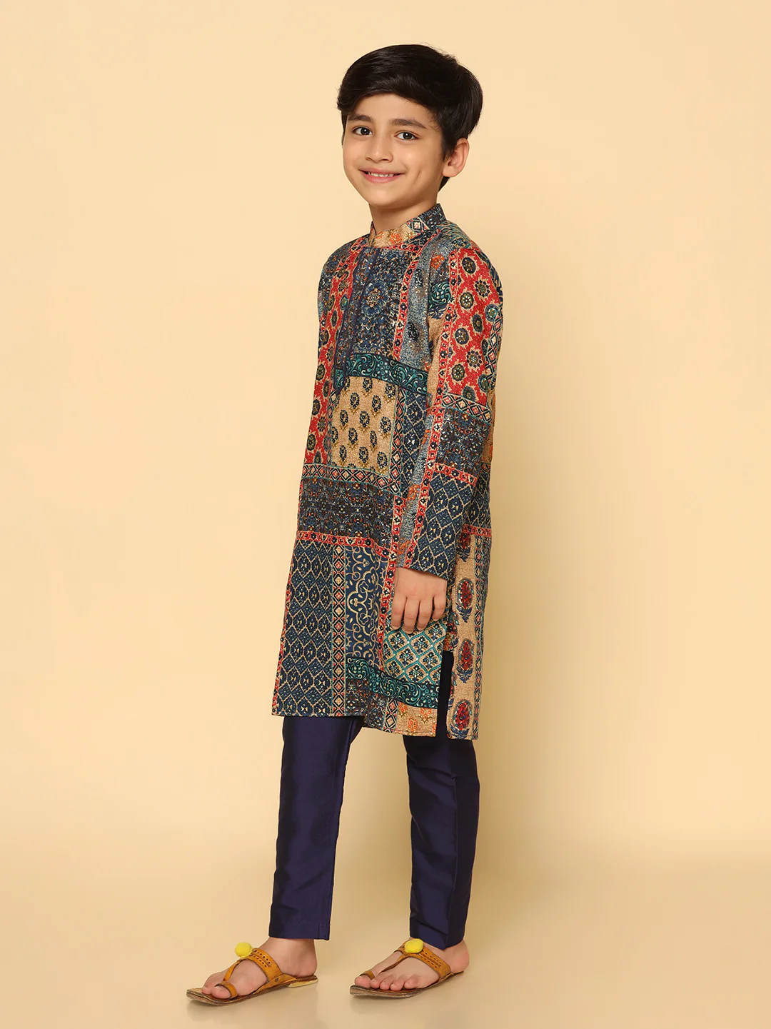 Boy's Multicolor  Kurta Pyjama Set - Image 2