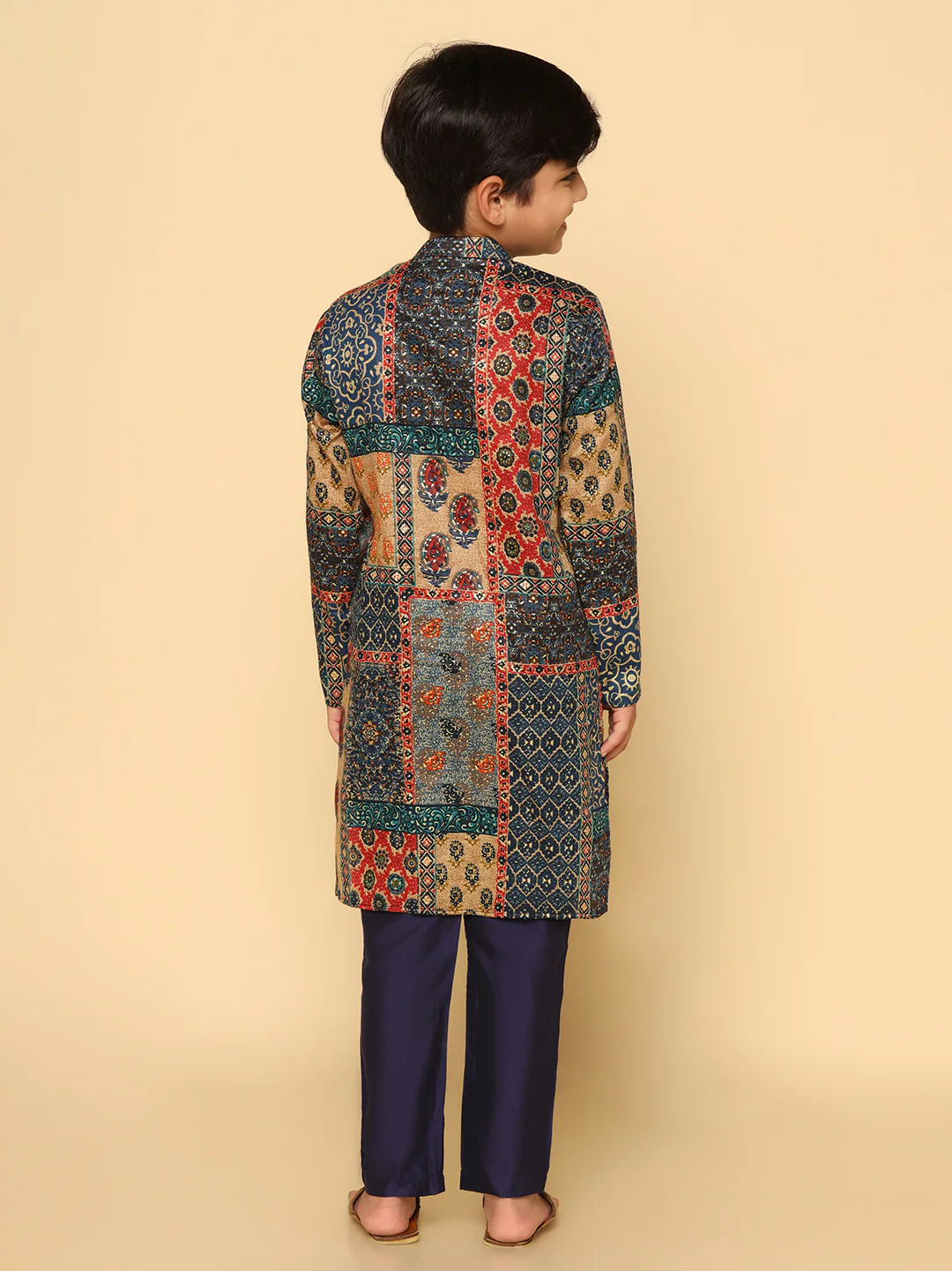 Boy's Multicolor  Kurta Pyjama Set - Image 4