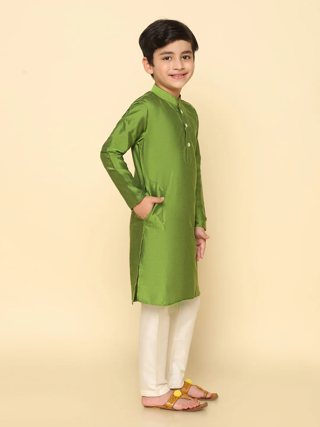 Boy's Green Kurta - Image 2