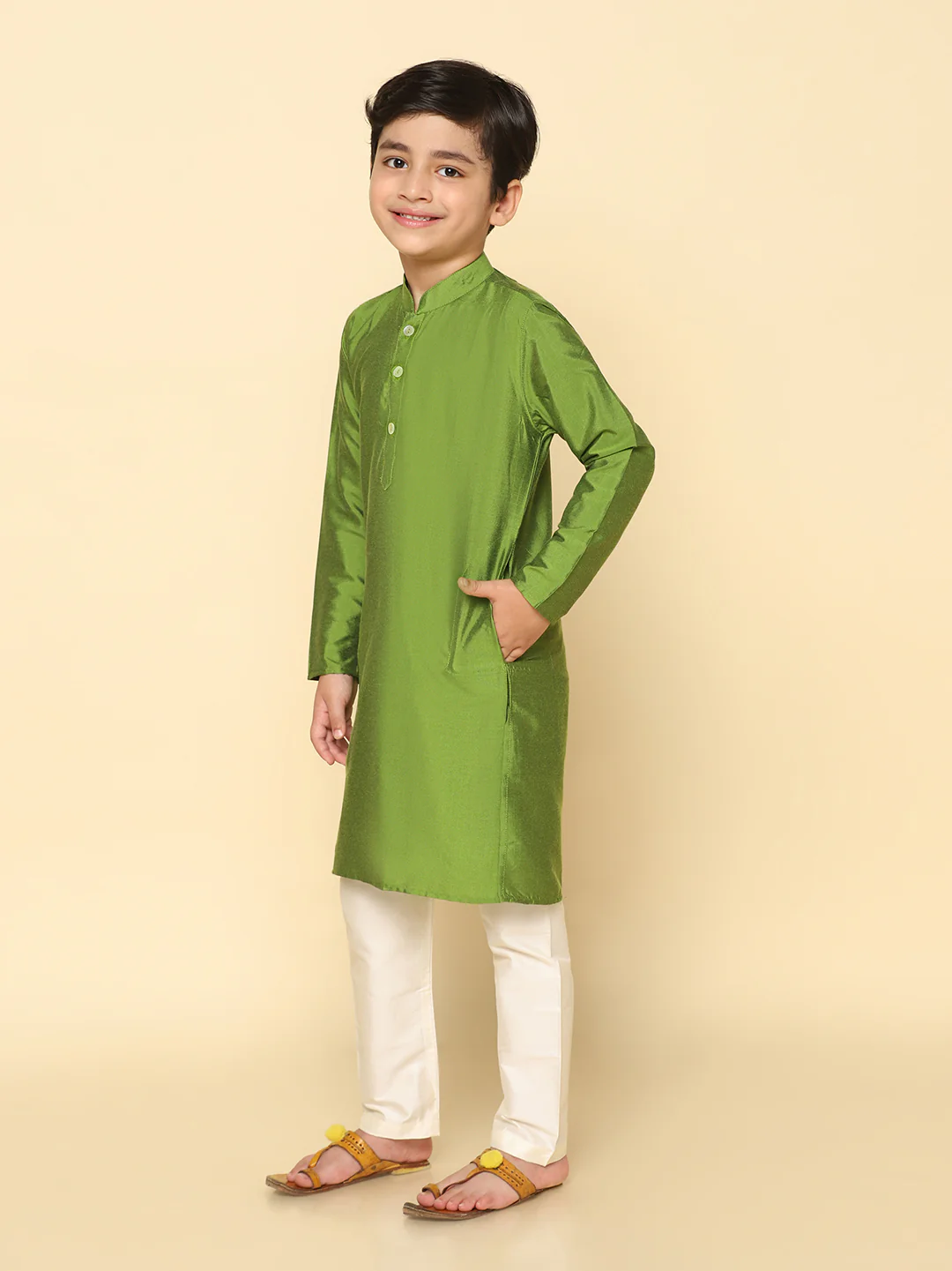 Boy's Green Kurta - Image 3