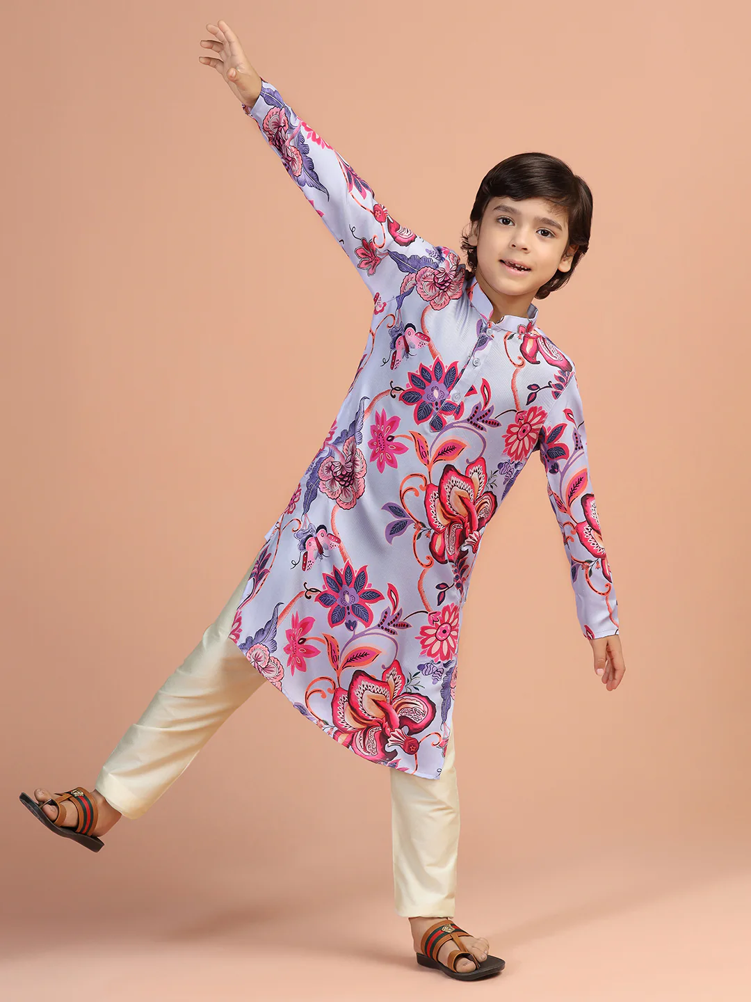 Lavender Floral Printed Kurta - Image 6