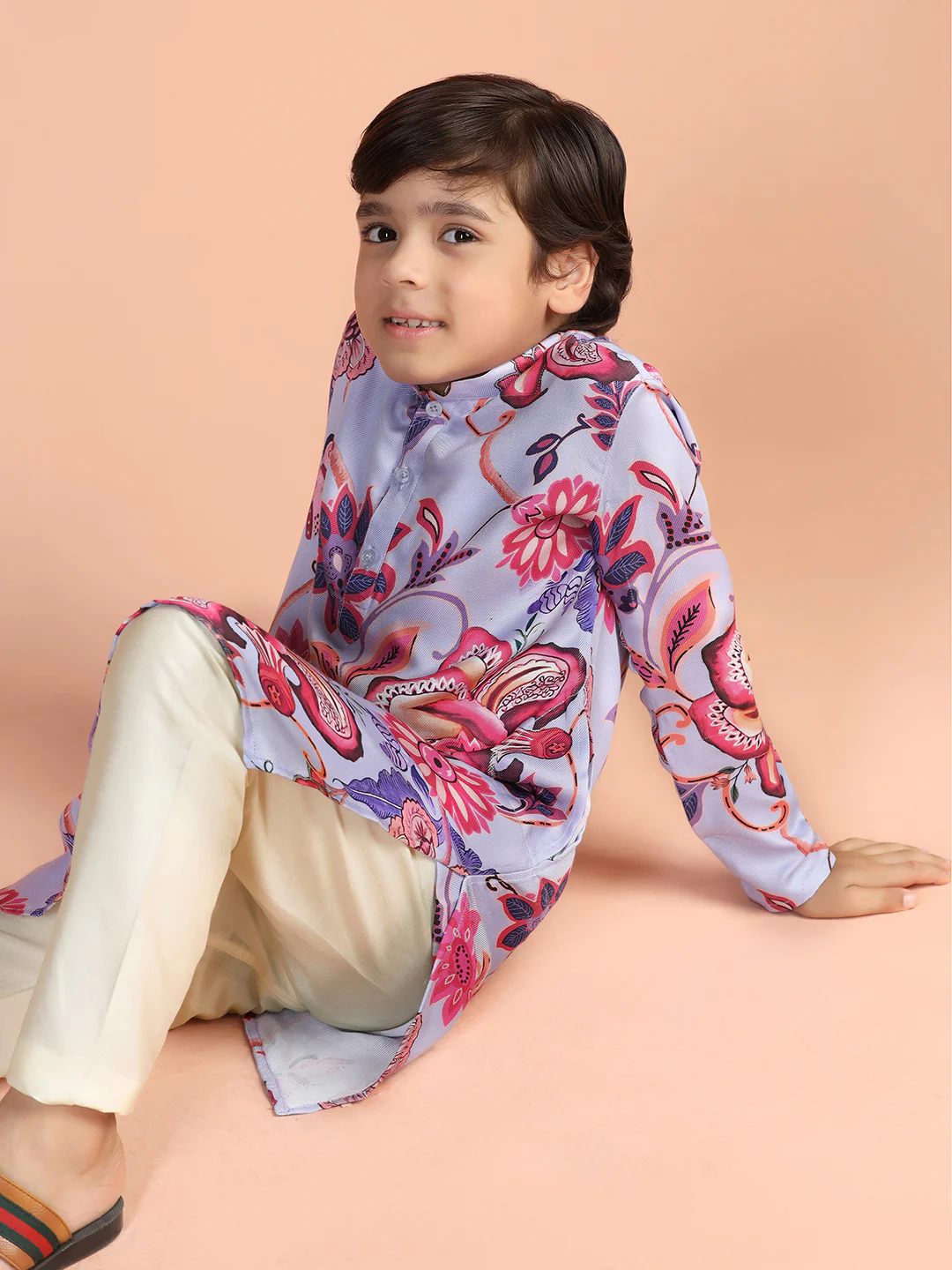 Lavender Floral Printed Kurta - Image 8