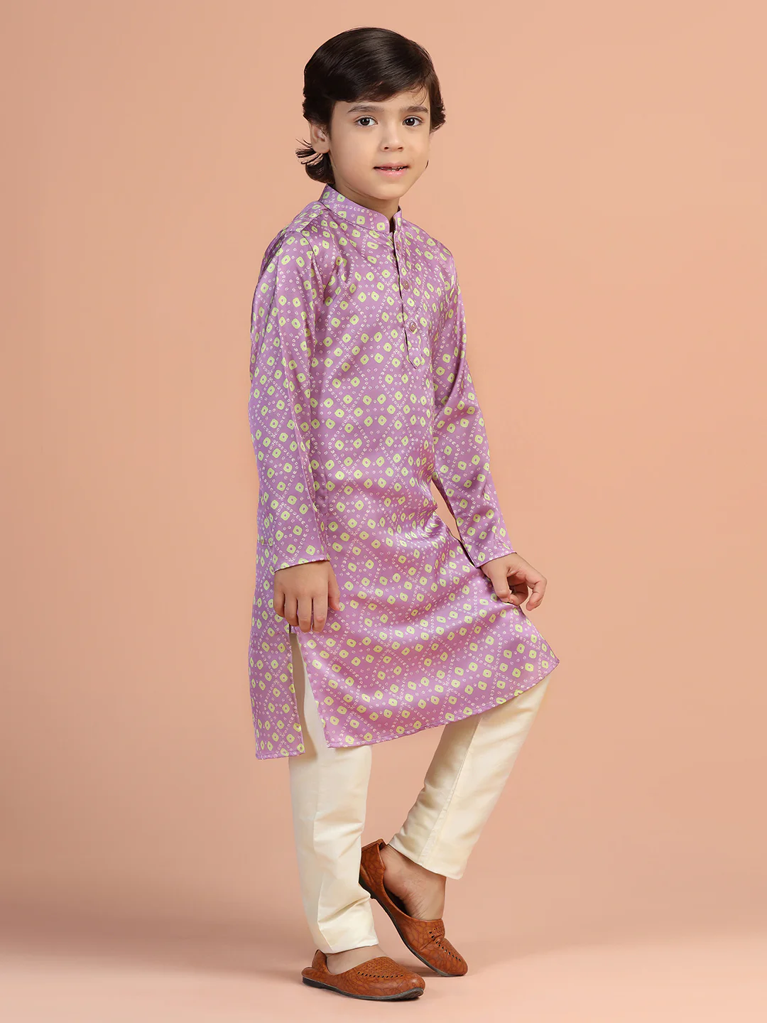 Lavender Geometric Kurta - Image 3