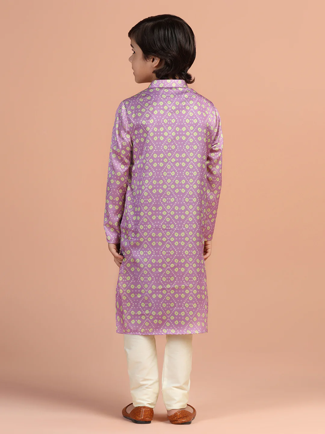 Lavender Gold Printed Kids Kurta Set - Image 4