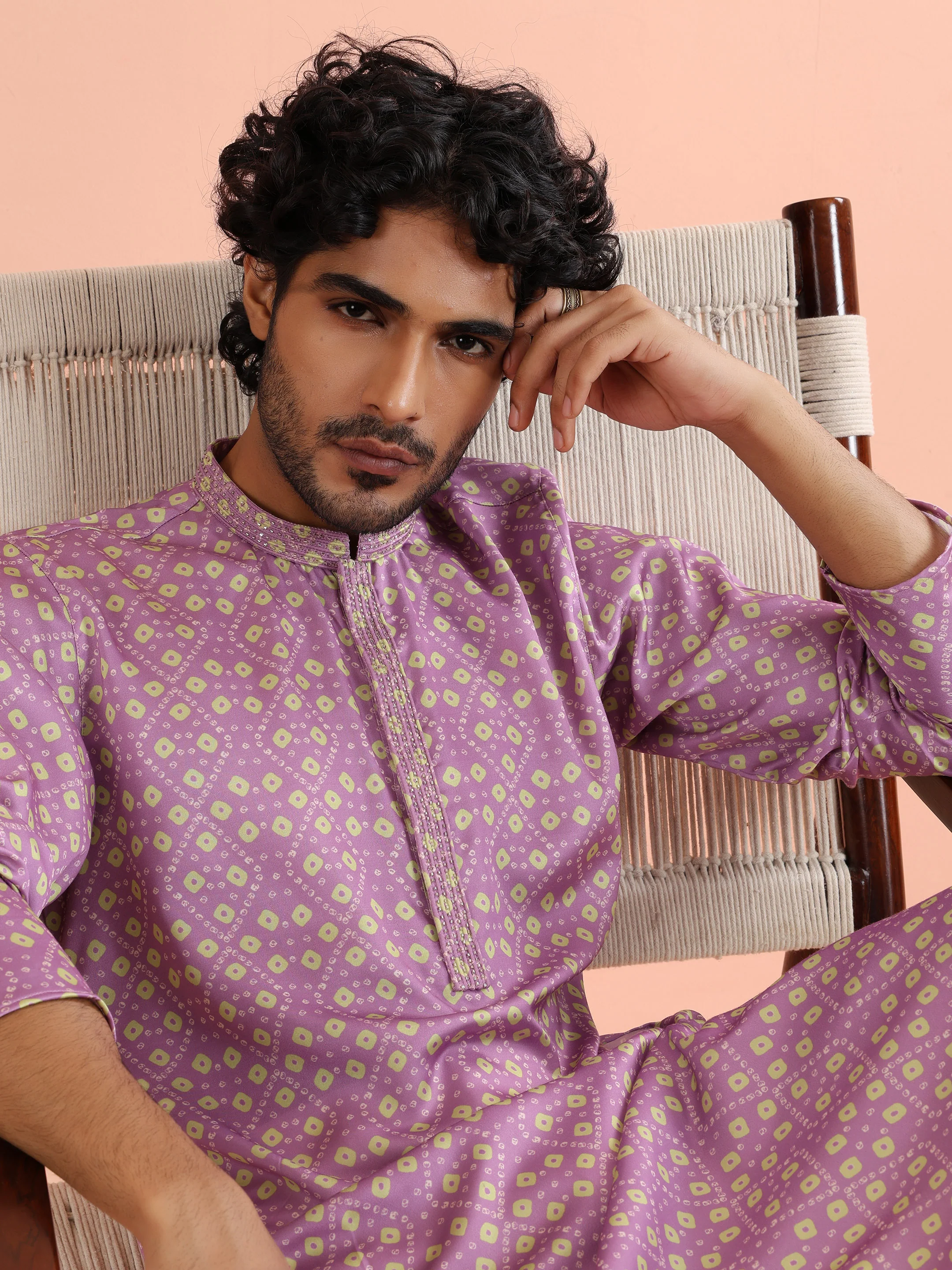 Lavender Printed Kurta Trouser - Image 9
