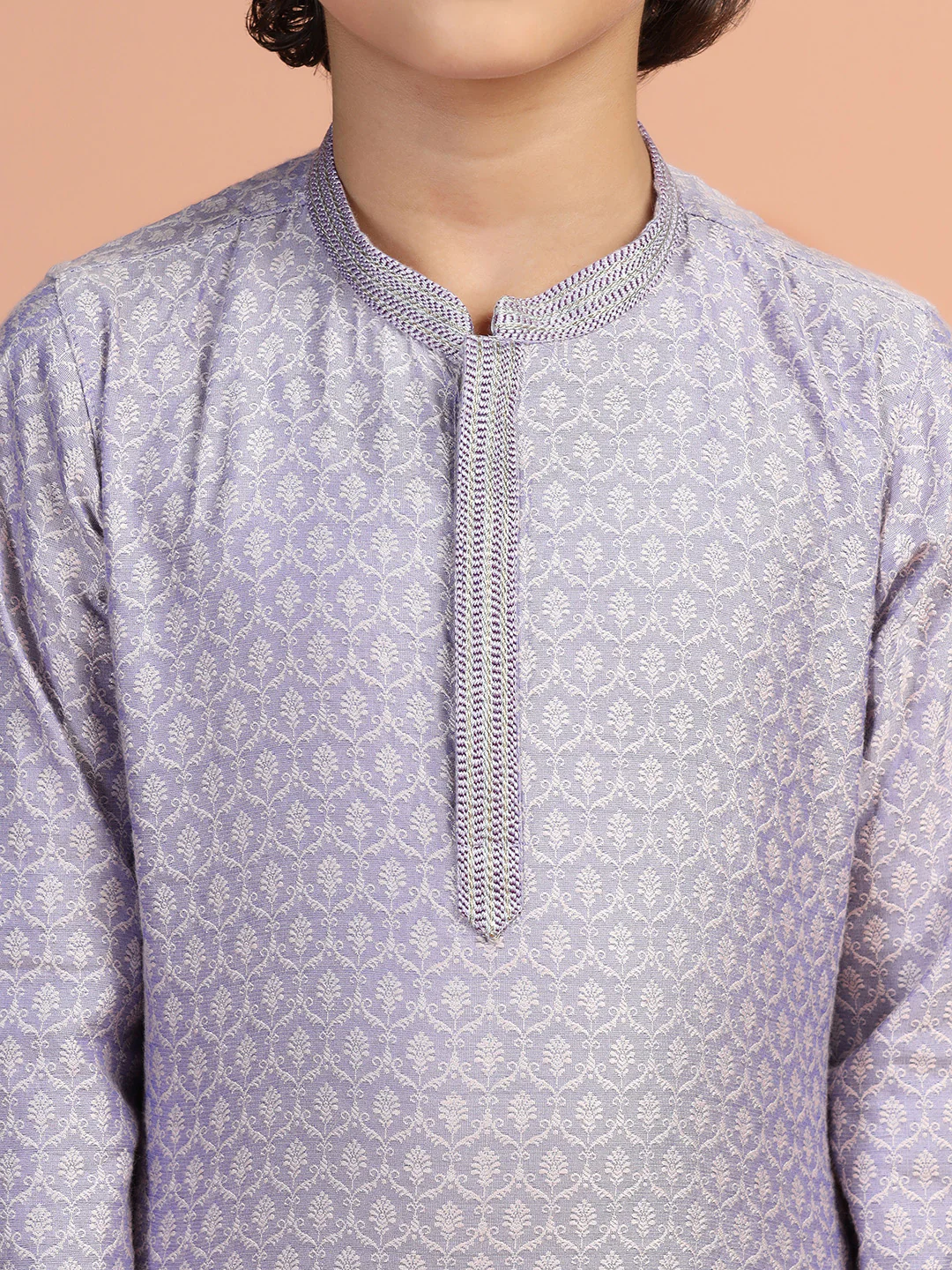Lavender Self-Design Kurta - Image 5