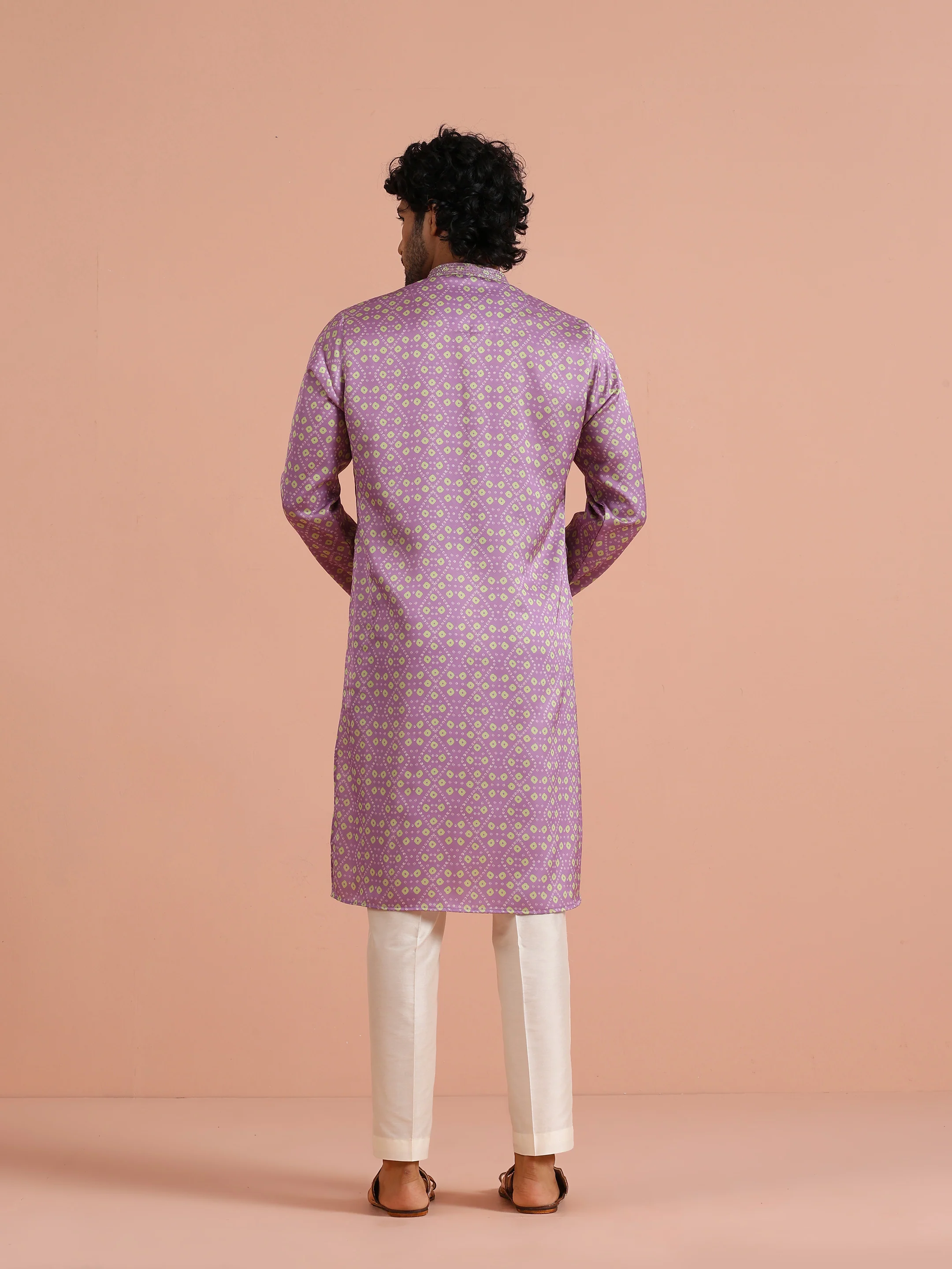 Lilac Geometric Printed Kurta - Image 4