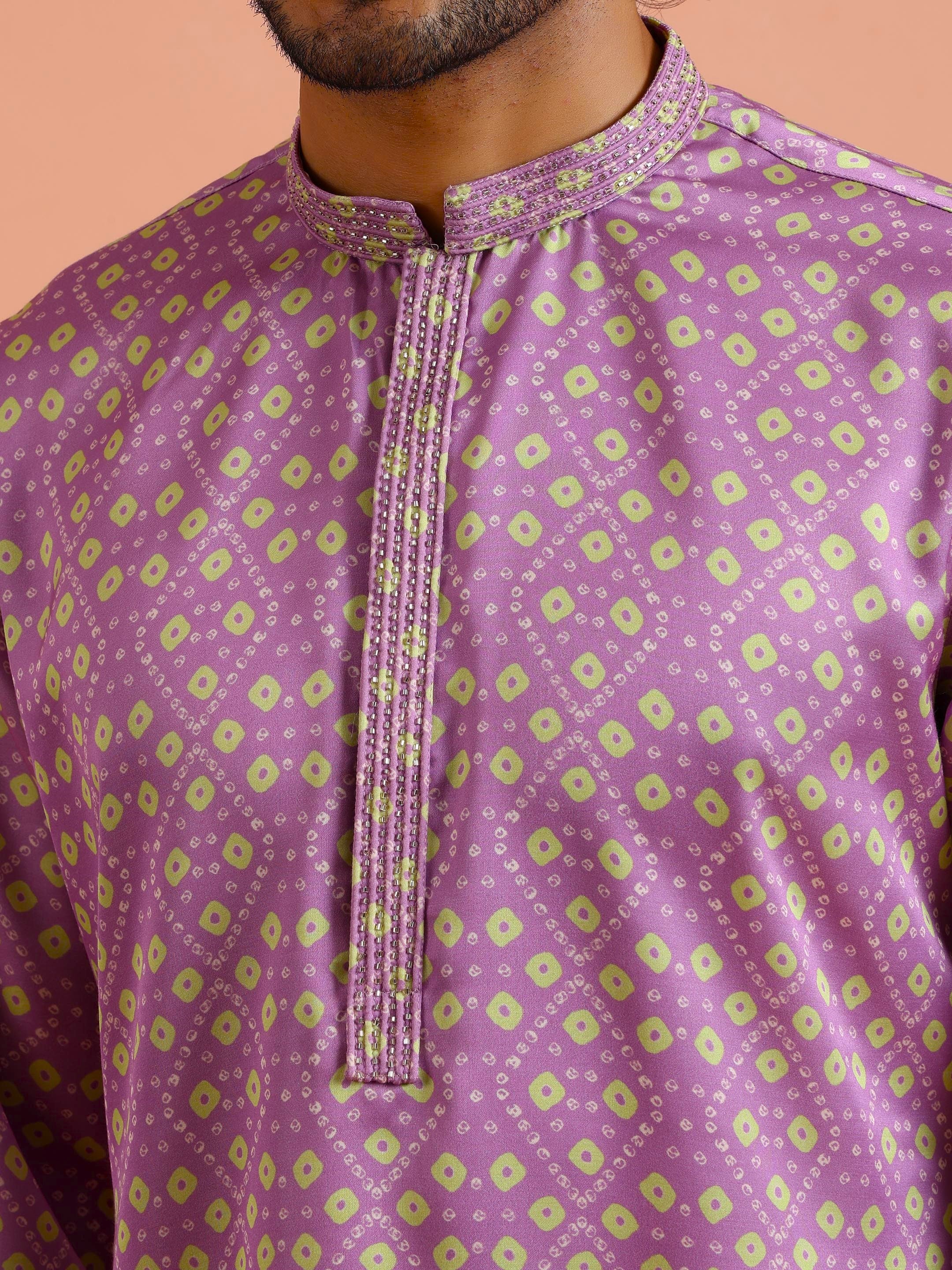 Lilac Geometric Printed Kurta - Image 5