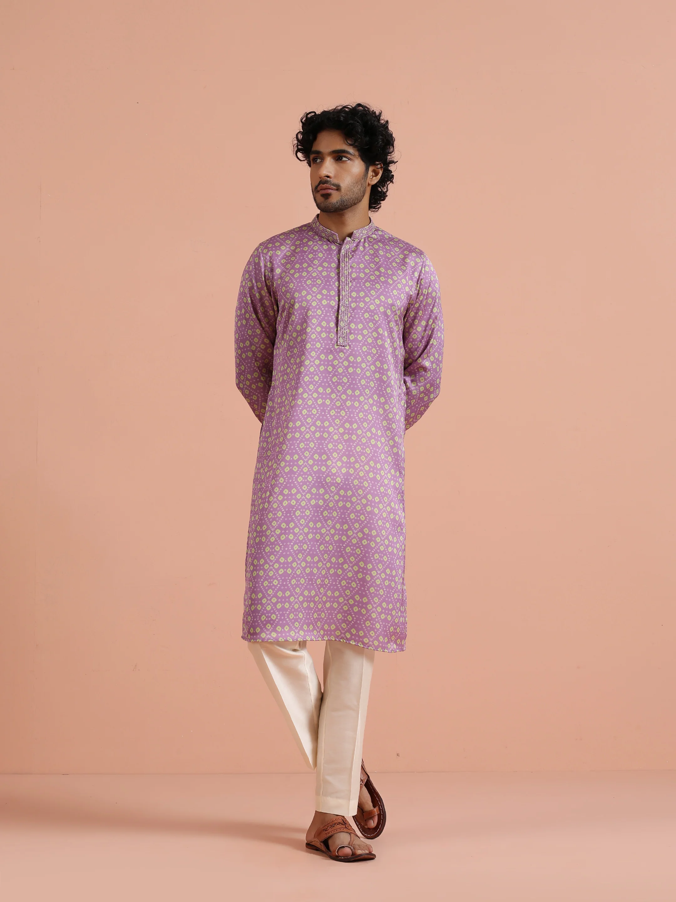 Lilac Geometric Printed Kurta - Image 6