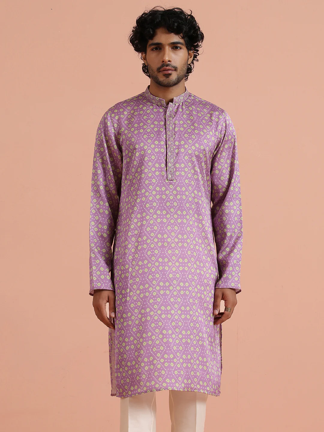 Lilac Geometric Printed Kurta - Image 9