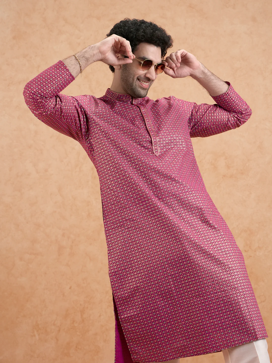 Magenta Silk Blend Kurta Set - Image 8