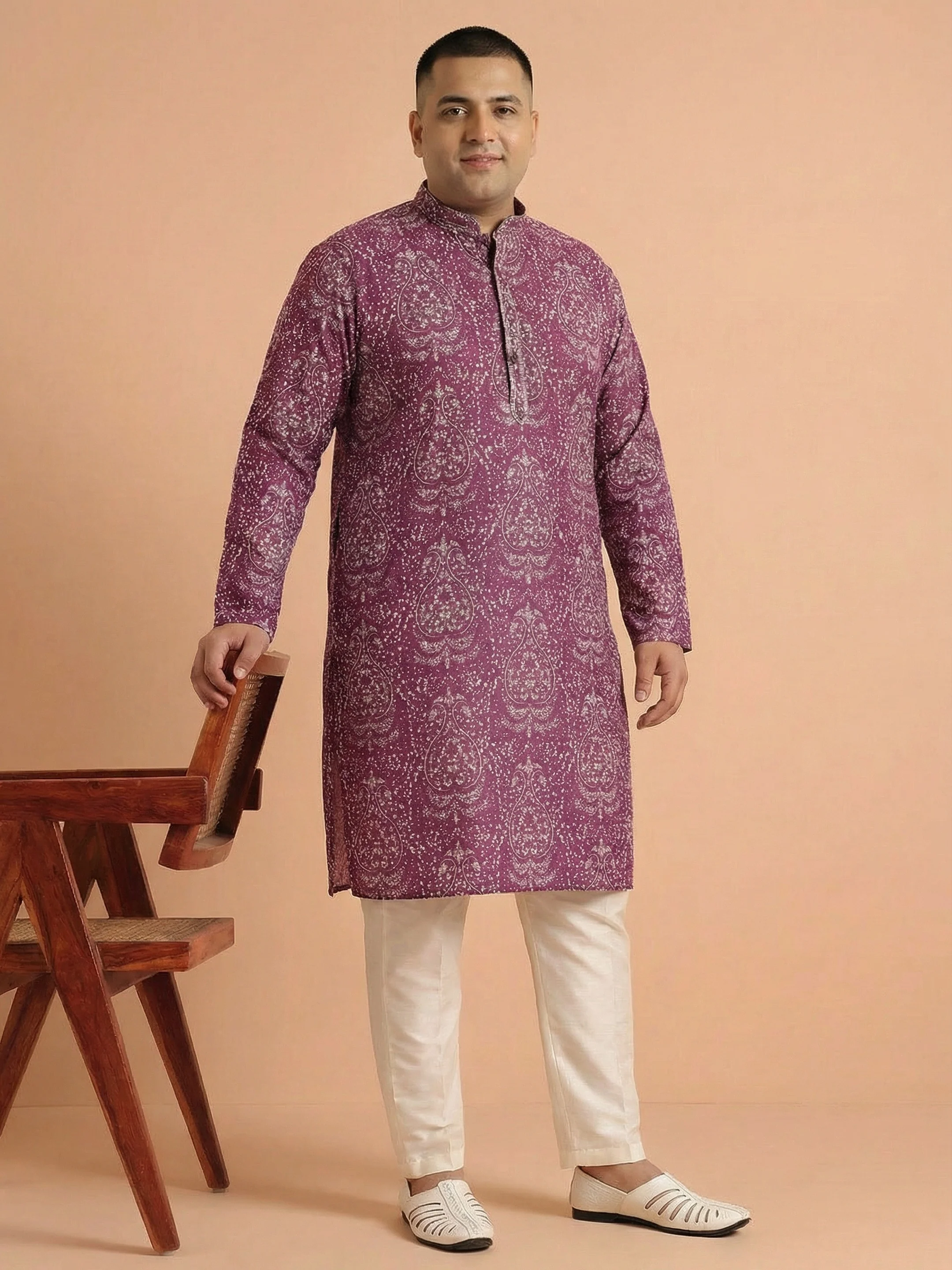 Maroon Art Silk Paisley Printed Kurta - Image 2
