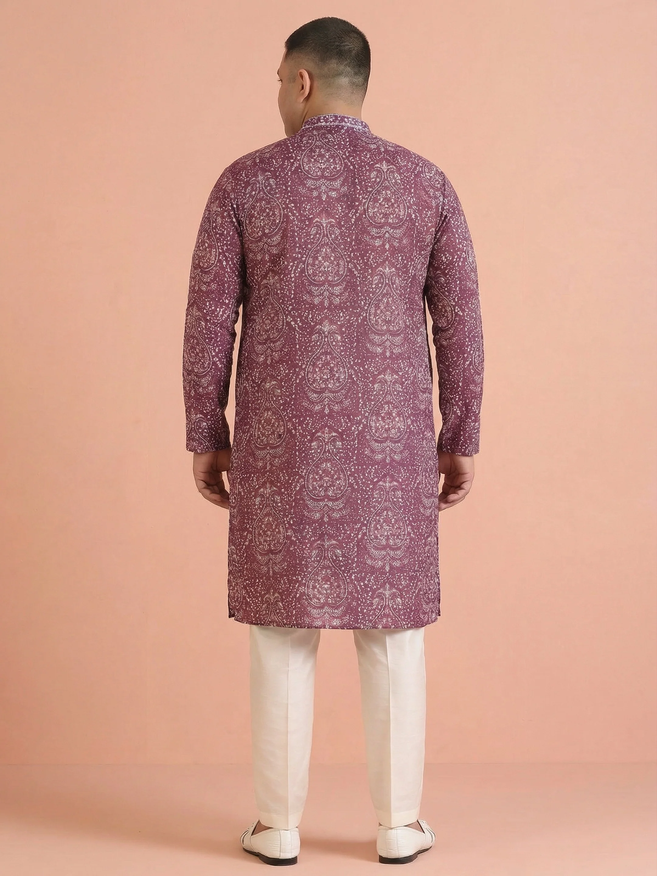 Maroon Art Silk Paisley Printed Kurta - Image 3