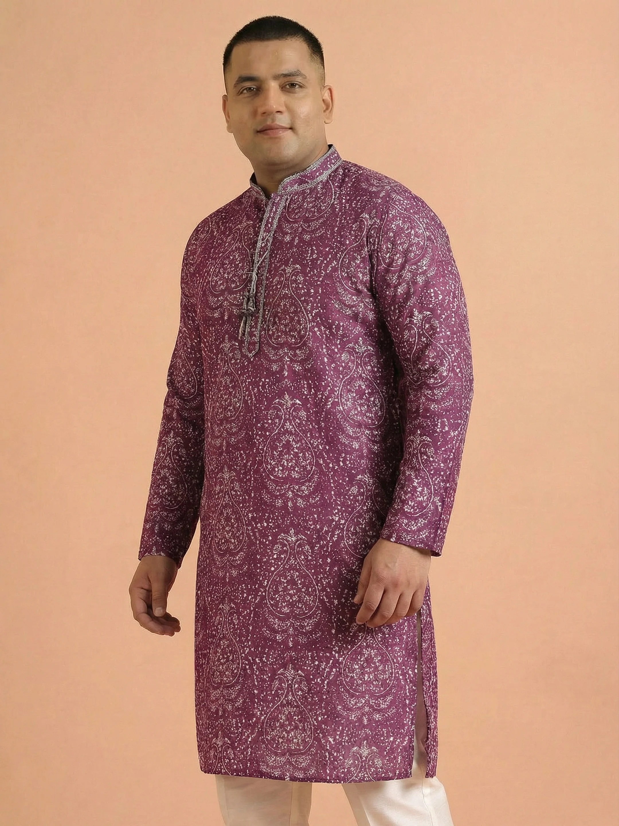 Maroon Art Silk Paisley Printed Kurta - Image 5
