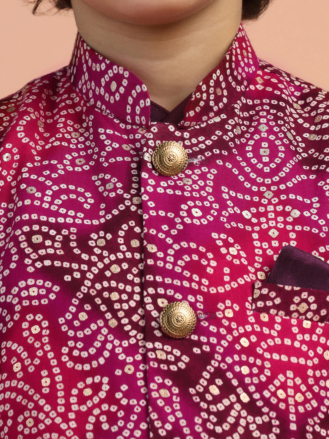 Maroon Bandhani Printed Jacket - Image 5