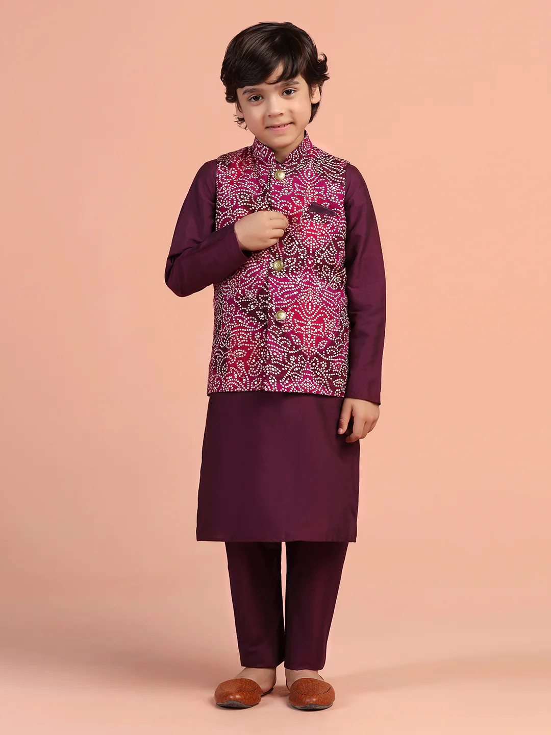 Maroon Bandhani Printed Jacket - Image 6