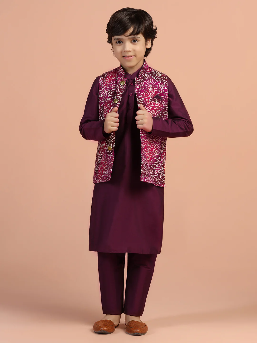 Maroon Bandhani Printed Jacket - Image 7