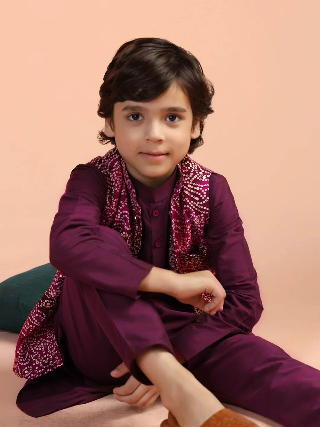 Maroon Bandhani Printed Jacket - Image 8