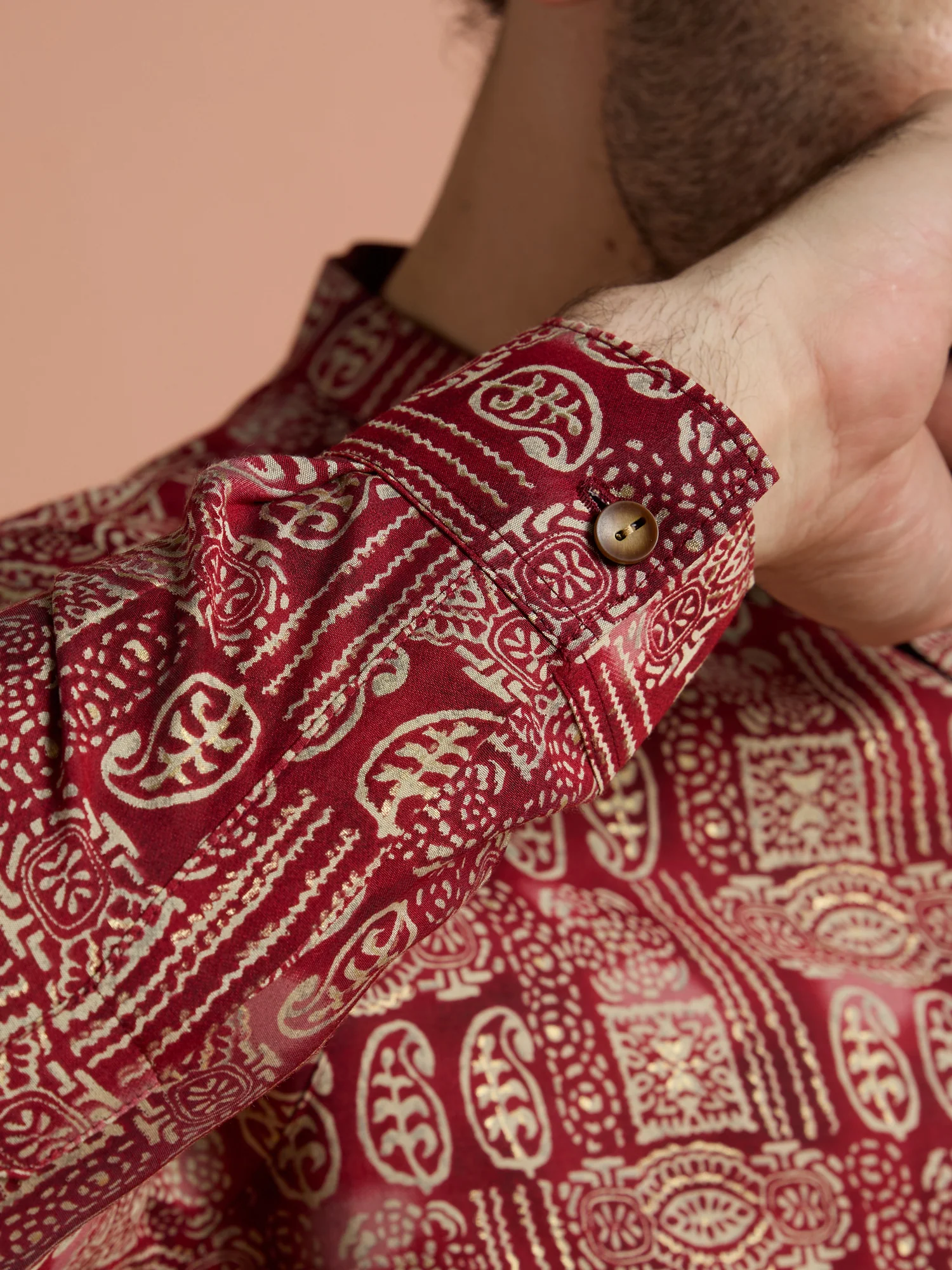 Maroon Cotton Blend Printed Short Kurta - Image 5