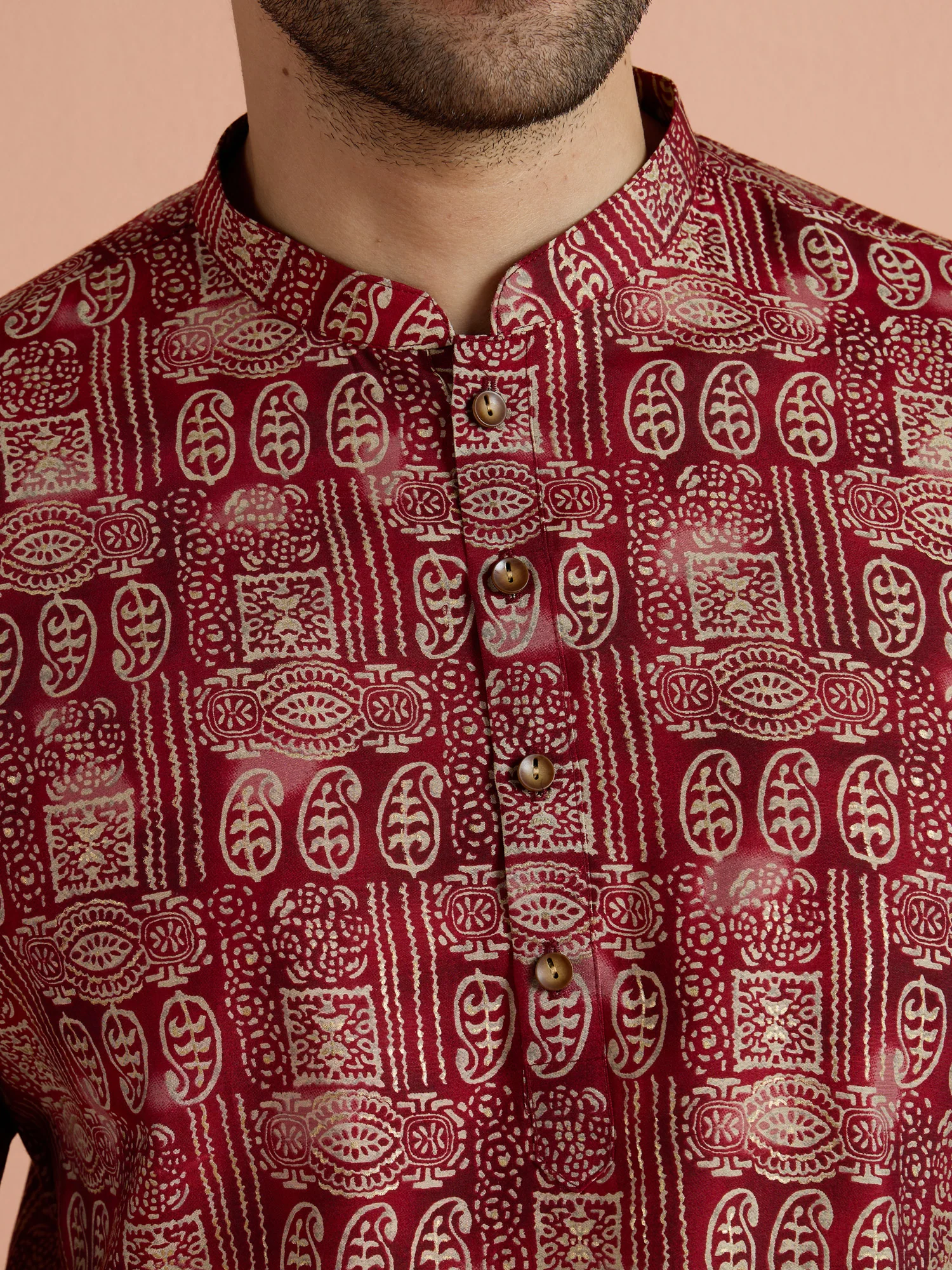 Maroon Cotton Blend Printed Short Kurta - Image 6