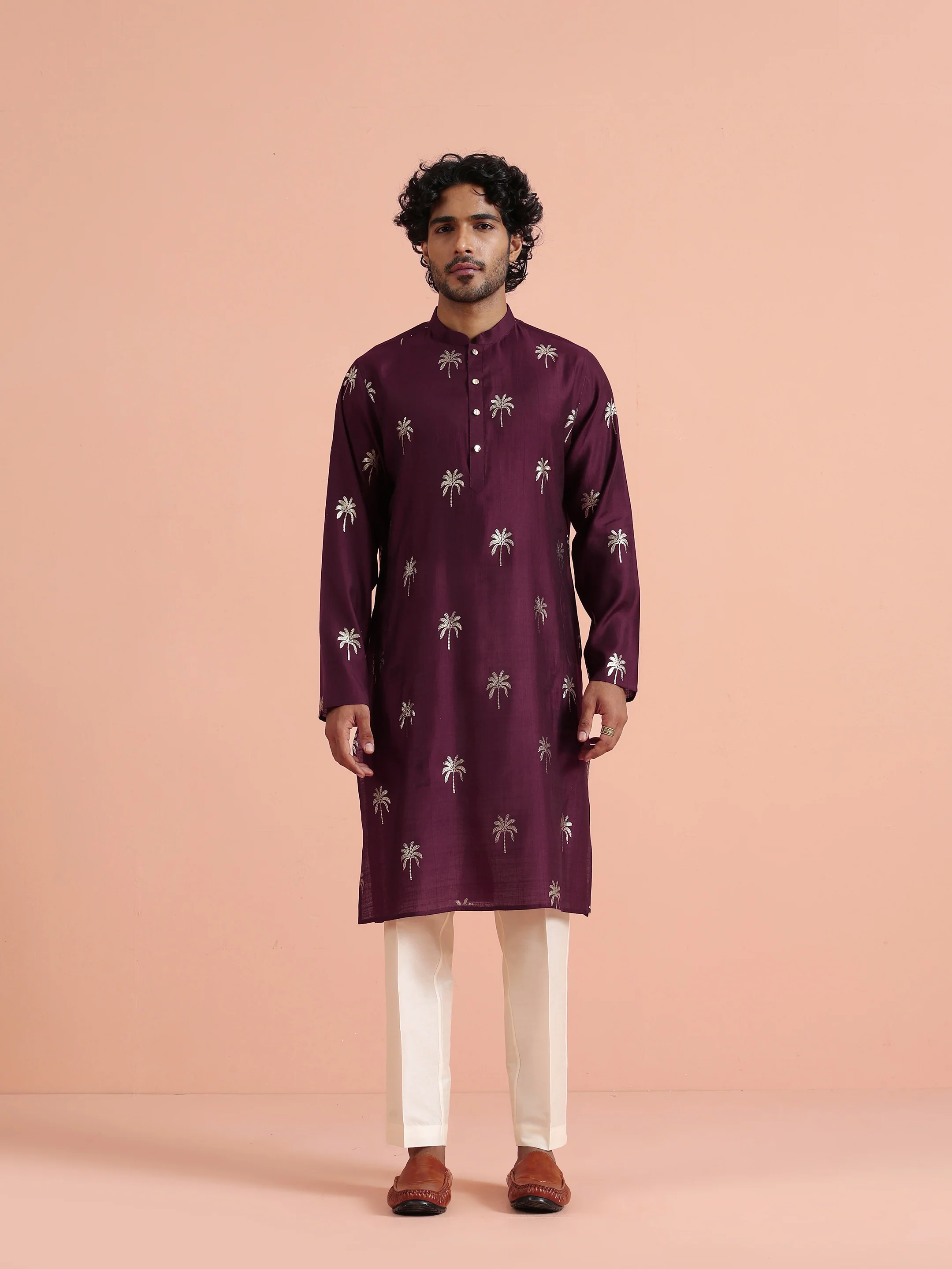 Maroon Printed Kurta Trouser Set - Image 8
