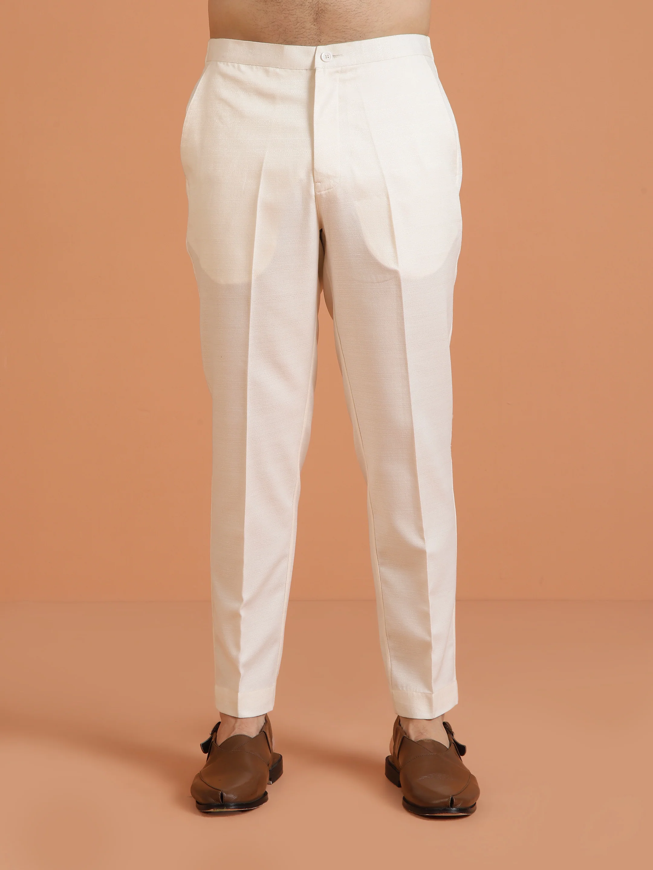 Maroon Embroidered Kurta with Cream Trouser Set â€“ Elegant Festive Wear - Image 7