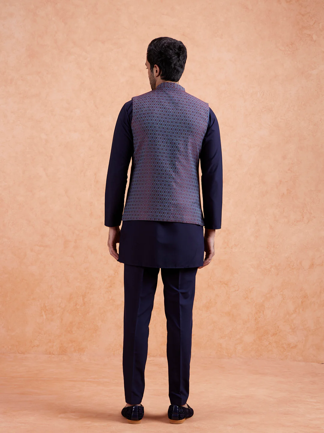 Wine Jacquard Kurta Jacket Set - Image 5