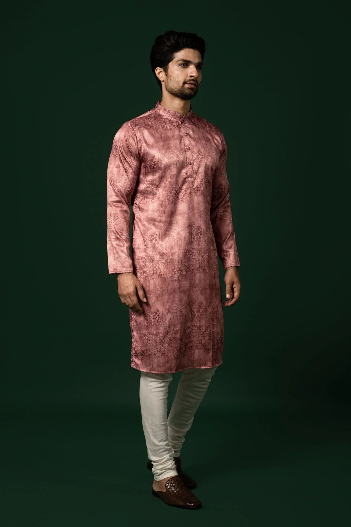 Pink Textured Silk Blend Kurta - Image 13