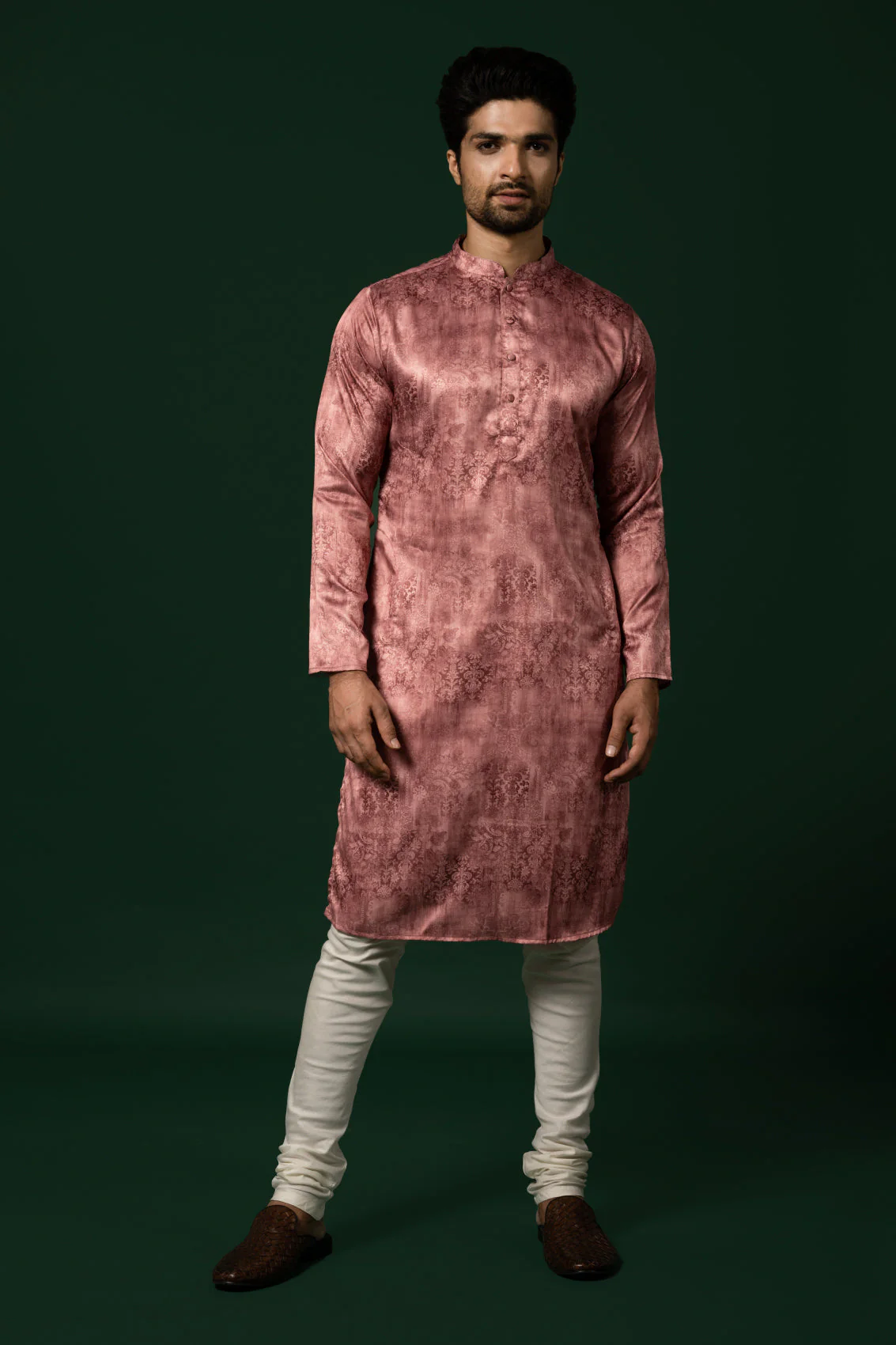 Pink Textured Silk Blend Kurta - Image 6