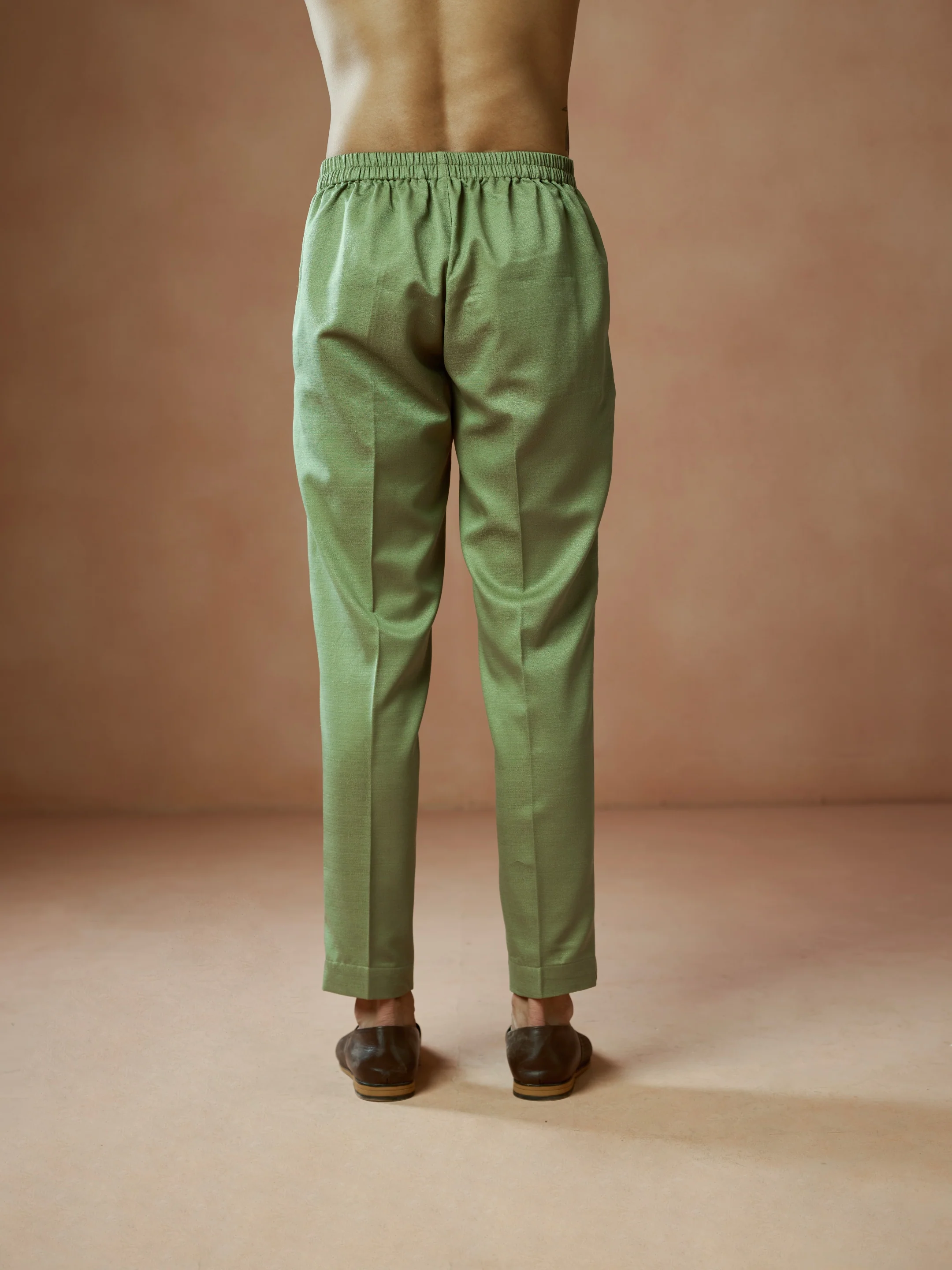 Mint Green Blended Solid Trouser - Image 3