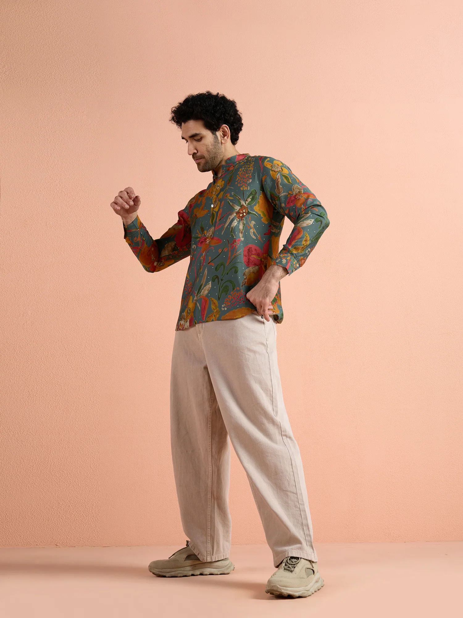 Multi-Color Polyviscose Printed Short Kurta - Image 3
