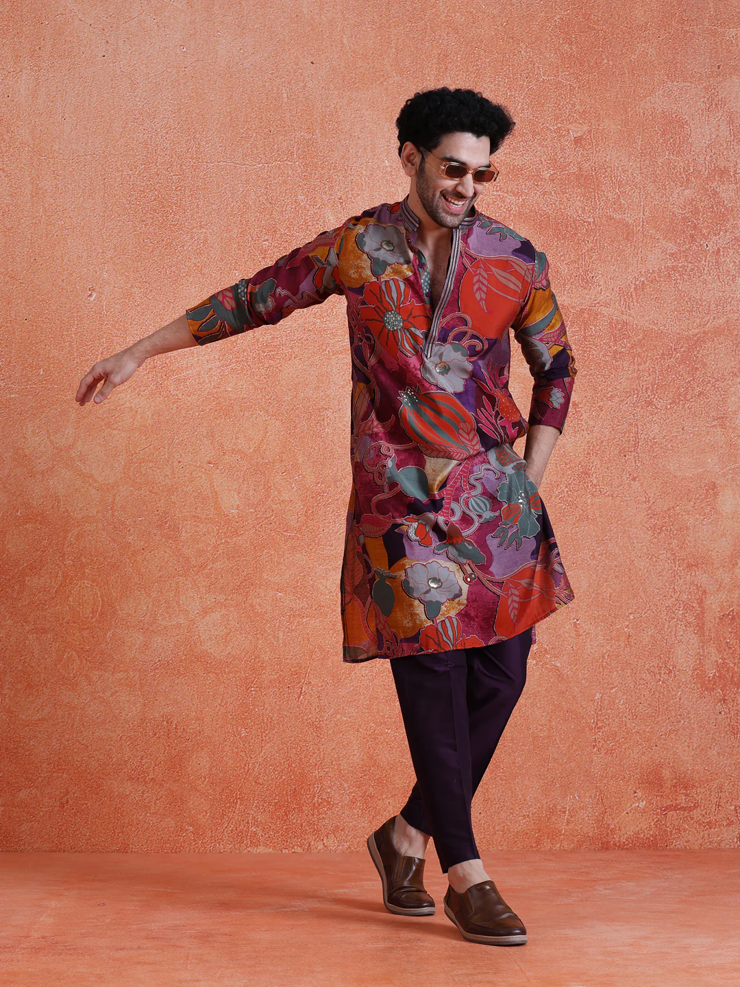 Multi-Color Silk Blend Printed Long Kurta - Image 6