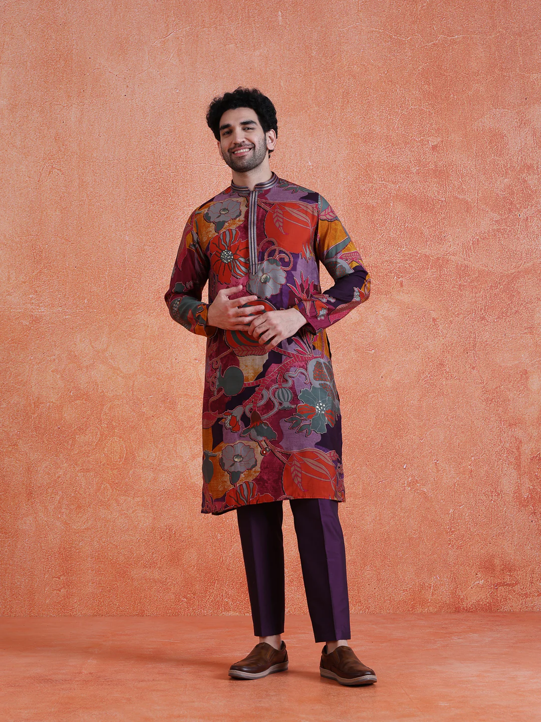 Multi-Color Silk Blend Printed Long Kurta - Image 7