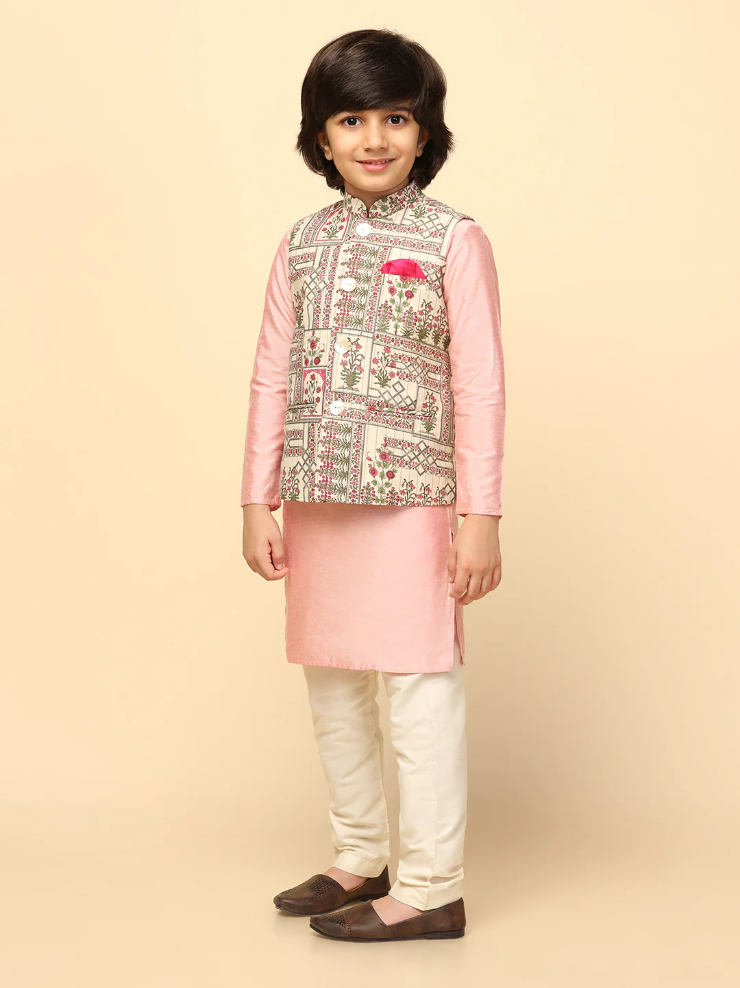 Multi-colour Printed Jacket Kurta Set - Image 3